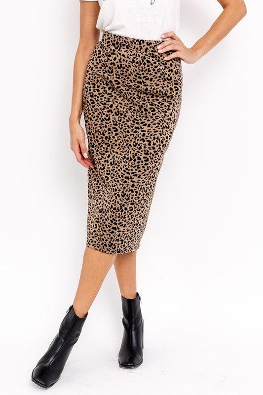 Leopard Print Midi Skirt