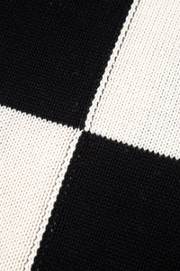 Black Checkered Bubble Sleeve Drop Shoulder Open Cardigan