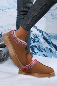 Chestnut Contrast Print Suede Plush Lined Snow Boots