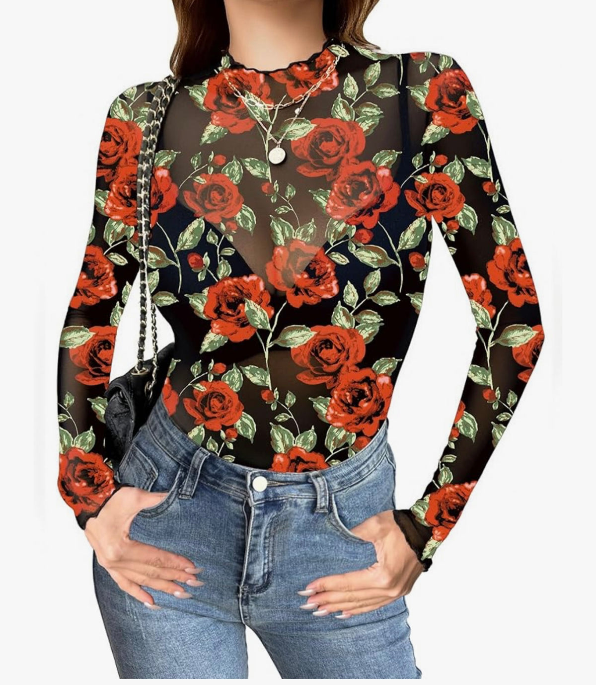 Midnight Rose Mesh Top