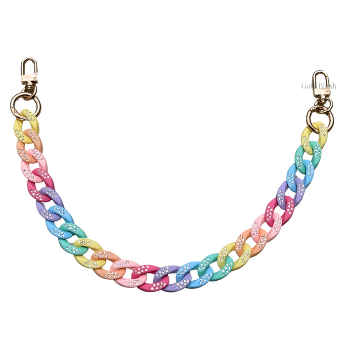 Gold Blush Crystal Luxe Bag Chain- Matte Pastel Acrylic Mini Bag Chain Decor or Replacement Strap for Purses, Handbags