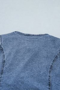 Ashleigh Blue Buttoned Front Slit Denim Vest