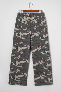 Green Camo Cargo Wide Leg Pants