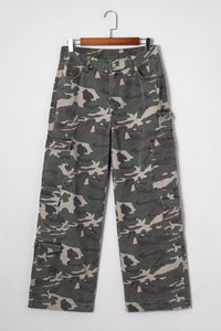 Green Camo Cargo Wide Leg Pants