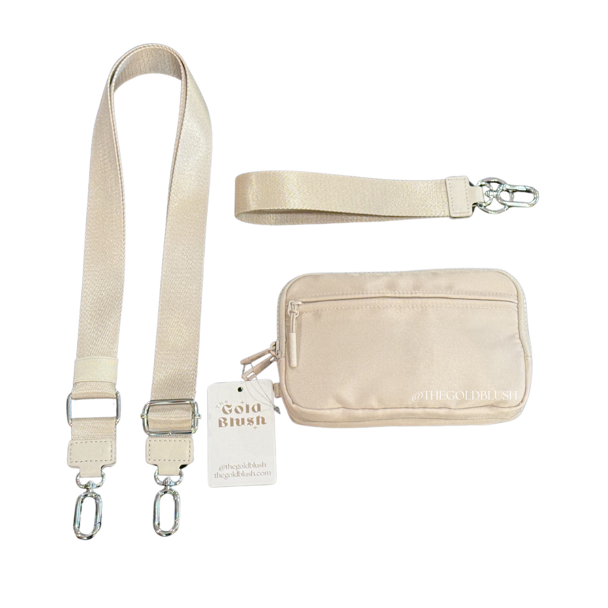 Gold Blush DualMode 2 in 1 Wallet RFID Protected– Nylon Wristlet & Crossbody Bag for Women, Fits Most Smartphones, Stylish & Versatile