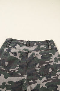 Green Camo Cargo Wide Leg Pants