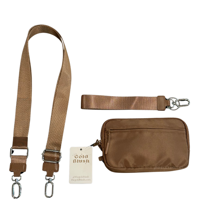 Gold Blush DualMode 2 in 1 Wallet RFID Protected– Nylon Wristlet & Crossbody Bag for Women, Fits Most Smartphones, Stylish & Versatile