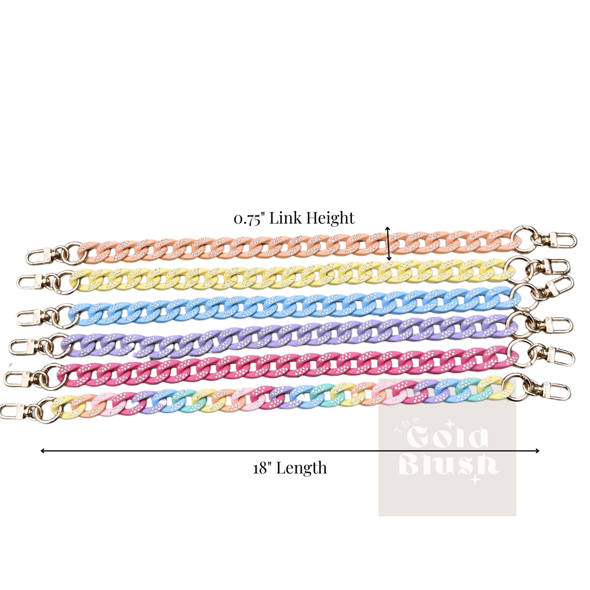 Gold Blush Crystal Luxe Bag Chain- Matte Pastel Acrylic Mini Bag Chain Decor or Replacement Strap for Purses, Handbags