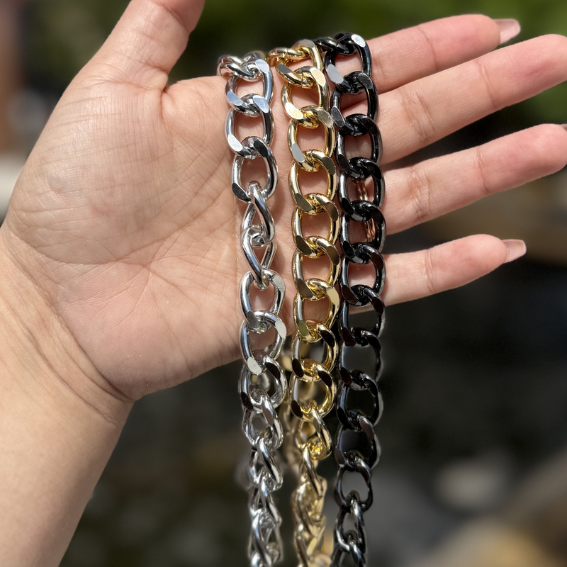 Chunky Gold-Tone Aluminum Bag Chain | 18" Versatile Handle &  Decor