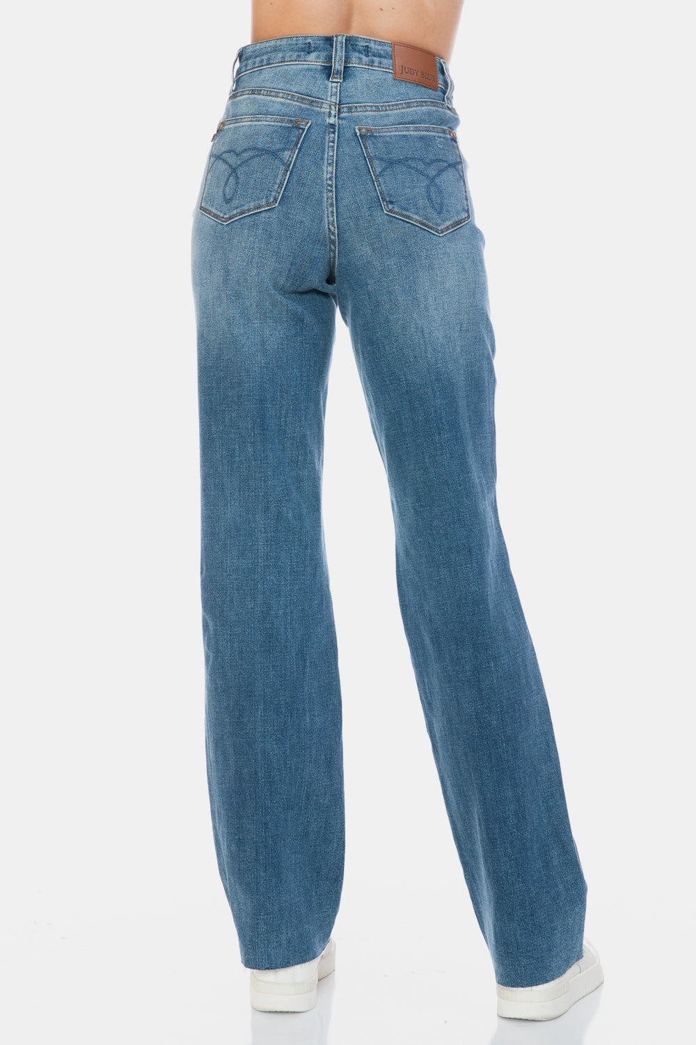 Judy Blue Full Size Tummy Control Cut Raw Hem Straight Jeans