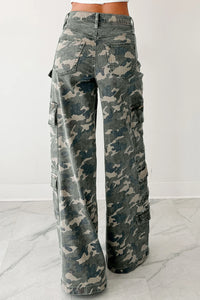 Green Camo Cargo Wide Leg Pants