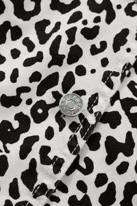 Brown Leopard Print Button Overlap Denim Shorts