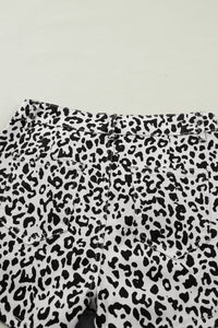 Brown Leopard Print Button Overlap Denim Shorts