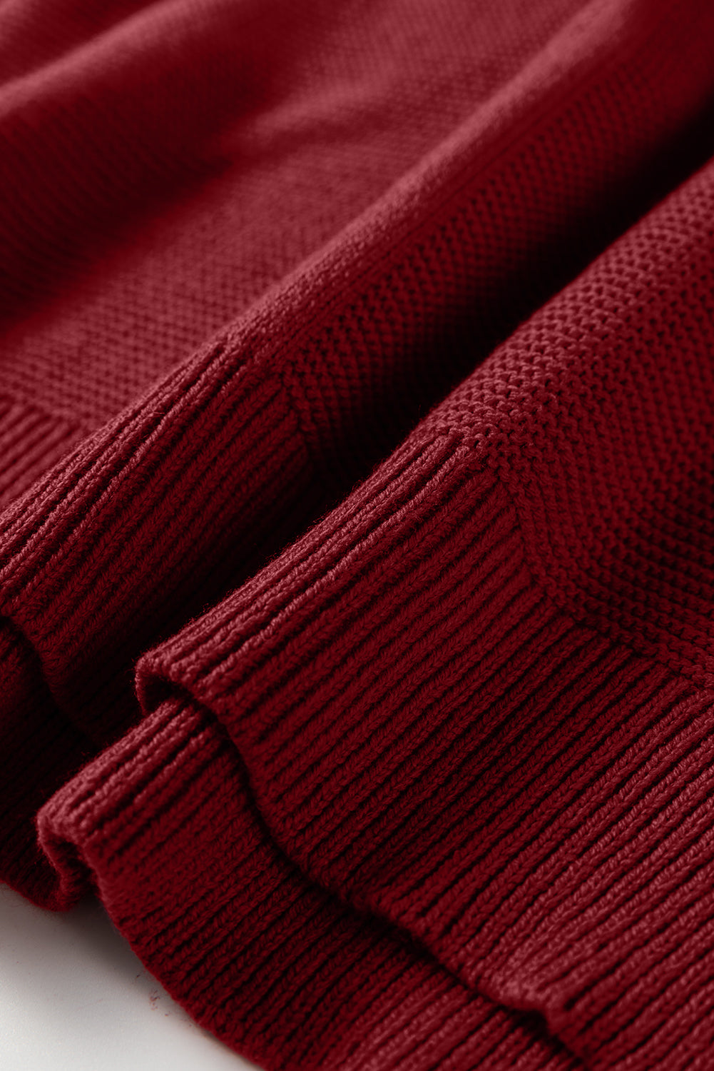 Red Dahlia Solid Color Front Seam Drop Shoulder Loose Sweater