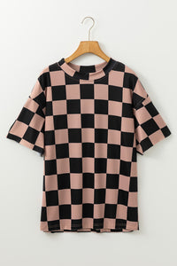 Light French Beige Checkmate Boyfriend Casual Tee