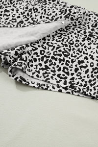 Brown Leopard Print Button Overlap Denim Shorts