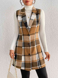 Plaid Lapel Collar Vest