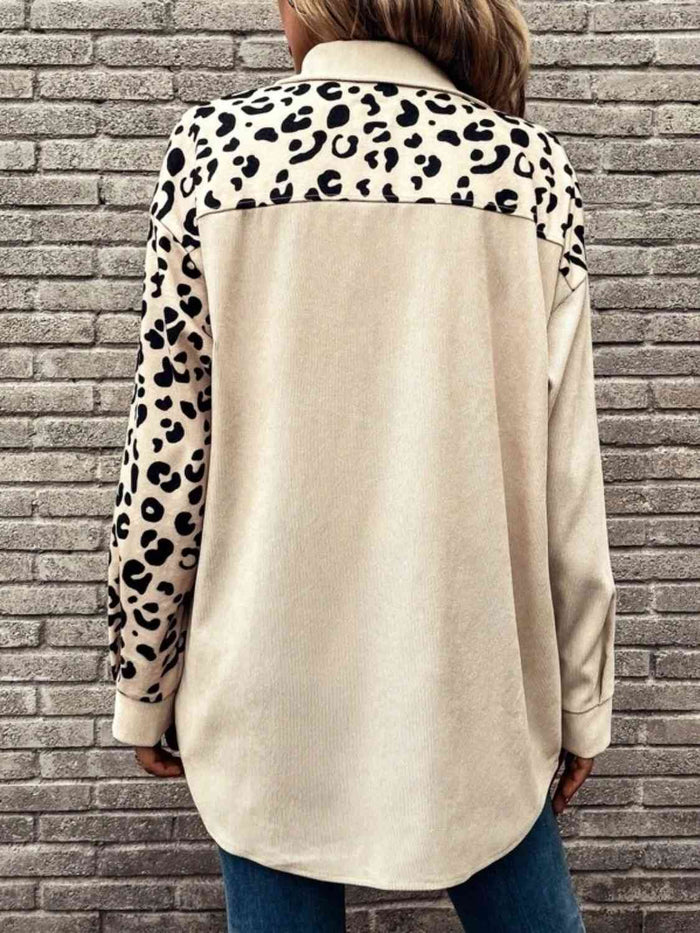 Full Size Leopard Collared Shirt