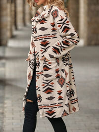 Geometric Pocketed Dropped Shoulder Coat