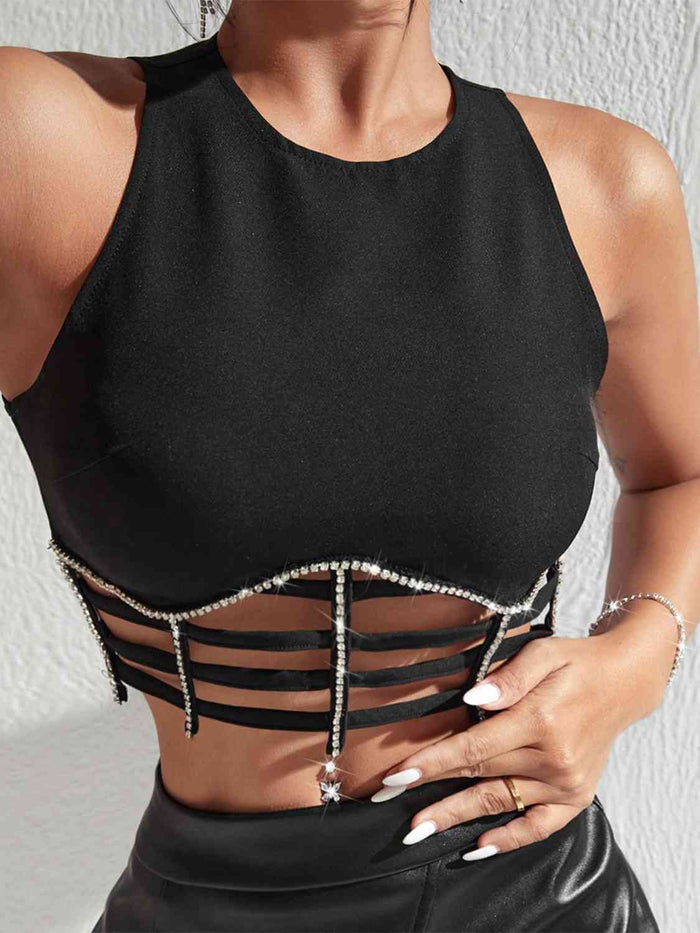 Rhinestone Decor Crop Top