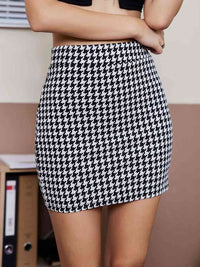 Houndstooth High Waist Mini Skirt